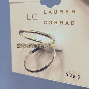 LC Lauren Conrad Casual Fashion Jewelry Women's 3 Ring Set Size 7 Silver Tone